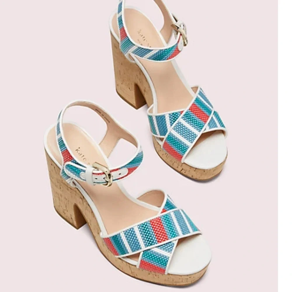Like new Kate Spade Grace Raffia platform wedges